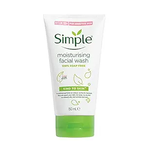 Simple Kind To Skin Moisturising Facial Wash Facewash, No Soap, No Added Perfume, No Harsh Chemicals, No Artificial Color, No Alcohol And No Parabens, 150 ml