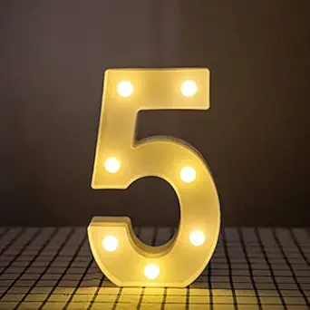 Marquee Number Light Letters for Room Decor Lights - (5) Led Lights for Room Decoration - Asthetic Decorations Number Light for Room Decor Light/ Kids Room Decor Items for Number Lights