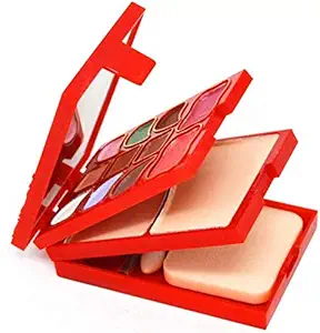 GlavonADS Makeup Kit for Girls|9,Eye Shadow|4,Lip Color|2,Blusher|2,Powder Cake|3,Sponge/Puff/Brushes| With Crazy Lips Lip Balm(Pink) - (Free)