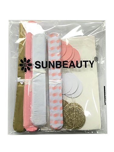 7er Set Gold Rosa Weiß Papier Dekoration Serie PomPom Lampion Glitter Girlande Wimpel Hochzeitsdekoration Zeremonie Deko von SUNBEAUTY - 6