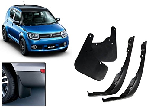 Auto Pearl Car Heavy Duty Cup Type Mud Flaps Splash Guards || O.E Type Custom Front and Rear Mud Flap Guard Set for - Ignis Alphazeta (Set of 4pcs) - Black