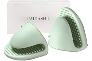 PAIDASHU Guanto da forno in silicone spesso, mini guanto da forno resistente al calore, per cuocere, grigliare al barbecue (grigio) (verde)