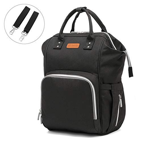 Preisvergleich Produktbild Lapacker Baby Wickelrucksack mit USB und Kinderwagen Haken multifunktionale Wickeltasche Schwarz