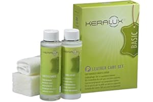 KERALUX Nettoyant et Entretien pour Cuir pigmenté sur Les Meubles et dans la Voiture 200 ML chacun avec Accessoires