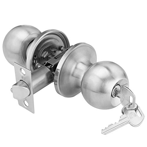 XFORT® Entrance Lock Set, Modern Design Door Lock with Key, Premium Quality Satin Chrome Lockable Door Handle with 3 Keys, Suitable for Any Door at Your Home, Office or Workplace.