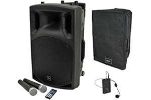 QTX QX12PA Portable PA System Battery Bluetooth USB Sound 2 x Wireless Handheld