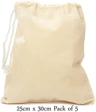 Aura Essential Oils Pack Of 10 - Fairtrade Natural Cotton Drawstring Bags. Size: 25 x 30cm (S)