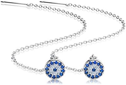 Orsa Jewels Stylish Crystal Silver Threader Pull Through Earrings With Clear Mix Blue CZ for Women
