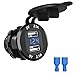 Produktbild CHGeek Dual USB Ladegerät Buchse 21W Wasserdichte Auto Steckdose 5V / 4.2A [2.1A & 2.1A] mit LED Voltmeter für 12V / 24V Boot,Motorrad,ATV,Bus,LKW usw
