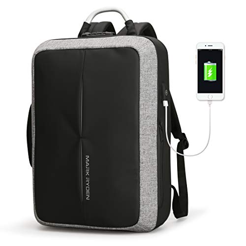 Mochila Antirrobo Impermeable,Mark Ryden Mochila para Portátil Multiusos Puerto de Carga USB, Material y Impermealble ...