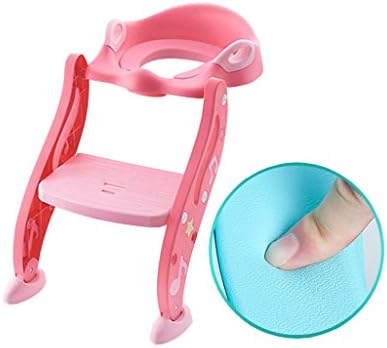 YFF-Baby Toddler Toilet Seat Foldable Comfortable Non-skid Stability Traineing Potty Toilet Seat Girls and Boys Ladder Chair Toilet Step up Toddler Toilet for 1-8 Years Old Max. 80kg ( Color : Pink )