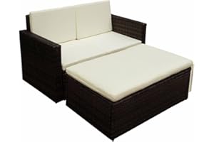 vidaXL Gartenmöbel 7-TLG. Poly Rattan Braun Lounge Gartensofa Gartengarnitur