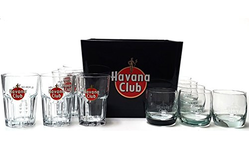 Preisvergleich Produktbild Havana Club Set - Flaschenkühler / Eiskühler schwarz + 6x Rum Gläser + 6x Tumbler