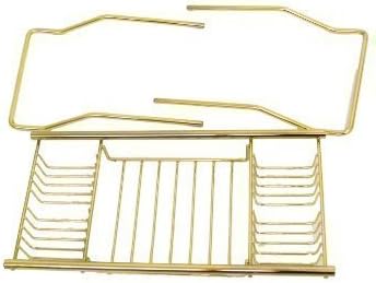 Signature Deluxe Adjustable Metal Over Bath Wire Rack Tray Polished Brass