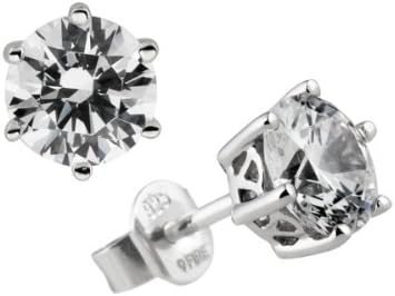 Carats Line 62/1264/1/082 Women's Stud Earrings 925 Sterling Silver Zirconia White