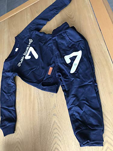 CHshe Enfants Vêtements Ensemble Bébé Garçon 2 Pcs Set Costumes Just Looking 7 Letter Tops+Longs Pantalons (3 Ans, Dark Blue)