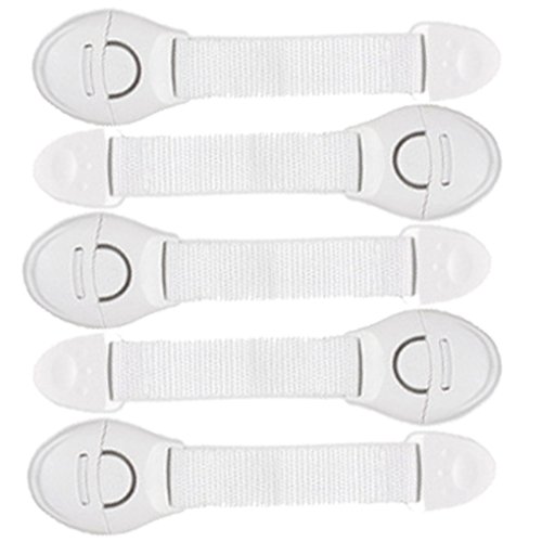 Happy Cherry Baby Infant Safety Locks Latches Door Cupboard Cabinet Fridge Drawer Locks(5 Pack,White)