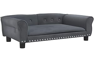 vidaXL Cama para Perros de Terciopelo Gris Oscuro 95x55x30 cm, sofá para Perros, Cama para Cachorros, Asiento para Perros, sofá para Mascota