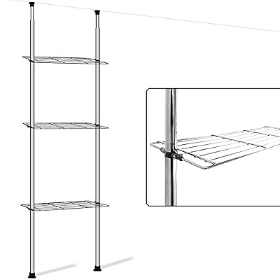 Deuba Etagères rangement telescopique - acier chromé - hauteur réglable de 180cm jusque 270cm