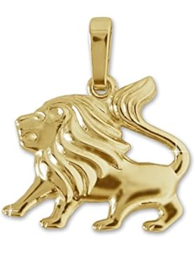 CLEVER SCHMUCK Goldener Sternzeichen Anhänger kleiner Löwe 16 x 13 mm glänzend und beidseitig plastische Form...