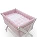 Cambrass Small Bed X Wood Canopy (46 x 78 cm, Bebe Pink)