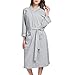 Produktbild AIni Damen Nachthemden,Elegant Sommer Normallack Baumwoll Pyjama Nachthemd Wäsche Bademantel Gurt Morgenmäntel Schlafanzüge(L,Grau)