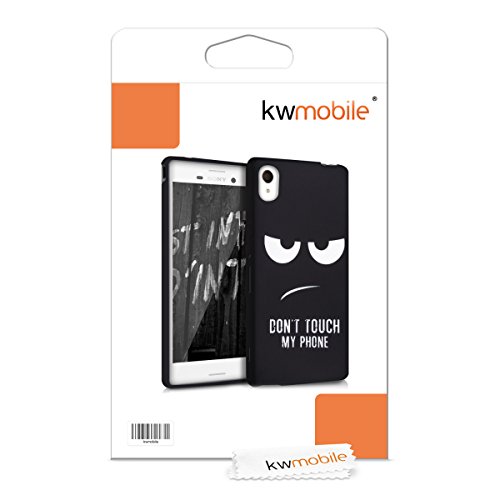 kwmobile Funda para Sony Xperia M4 Aqua - Case para m  vil en TPU silicona - Cover trasero Dise  o Don t touch my Phone en blanco negro