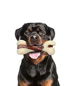 Tikaton Indestructible Dog Chew Toys for Aggressive Chewers, Real Beef Flavor Durable Dog Teething Chew Toys Bones for Large/Medium/Small Puppies