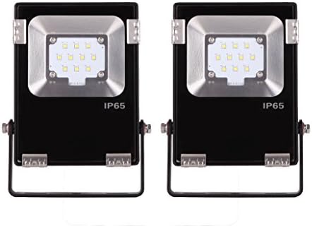 Hothome FBAF10W-WC 10W LED Flood Light, Pack 2 Unit, 85-265V AC Cool White, Waterproof Outdoor Lights Philips 3030 LEDs CE Driver 1200lm 80w Halogen Bulb Equivalent Black Case