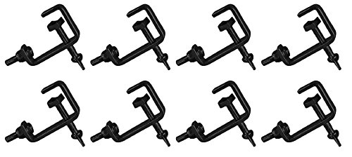 8 x Black 25mm Hook G Clamp Lighting Stand fits Equinox DJ Booth Micron Gorilla
