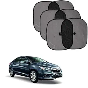 Sykit Car Sun Shades for Side and Rear Window for Honda City i-VTEC (Set of 6), Black