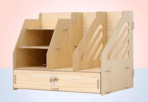 hyl Office Supplies Desktop Storage Box Wooden Large Bookshelf Creative Drawer Stationery Shelf Document Storage Rack ( Color : Logs )