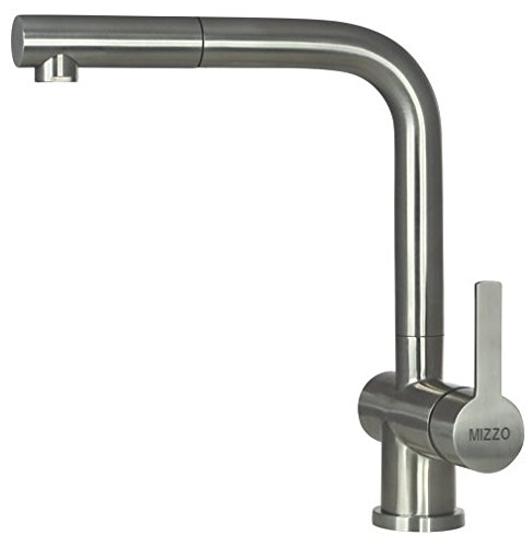 Spültischarmatur Wasserhahn Küche Spülbecken Spültisch Armatur Mizzo Design Avora - 100% Edelstahl- matt gebürstet - Küchenarmaturen Waschtischarmatur Waschbecken Einhebelmischer 5 Jahre Garantie