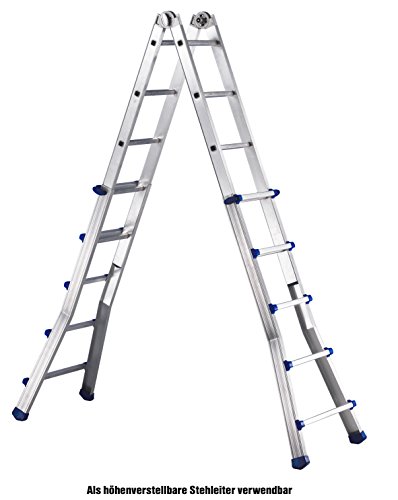 Aluminium Multifunktions-Teleskopleiter mit 10+10 Sprossen als längenverstellbare Anlegeleiter, höhenverstellbare beidseitige Stehleiter und Treppenleiter - 2