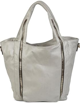 styleBREAKER Hobo Bag mit Reißverschluss Applikation auf der Vorderseite, Schultertasche, Umhängetasche, Handtasche...