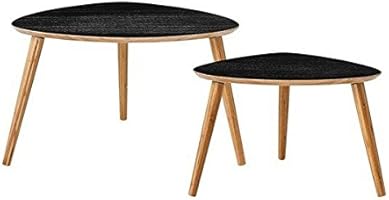 Bloomingville Table basse design noire bois bambou set 2