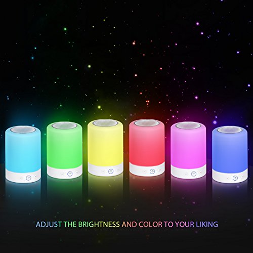Tomons Illuminant Sound Tragbarer Bluetooth Lautsprecher LED Kinder Nachtlicht Touch Control Lamp mit LED Beleuchtung, Nachttischlampe mit 6 Lichtoptionen,Touch-Sensor, SD-Karten-Slot, Weiß - 2