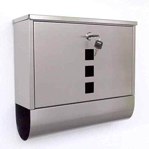 Preisvergleich Produktbild Briefkasten V2A Edelstahl Postkasten quer mit Zeitungs-Rohr