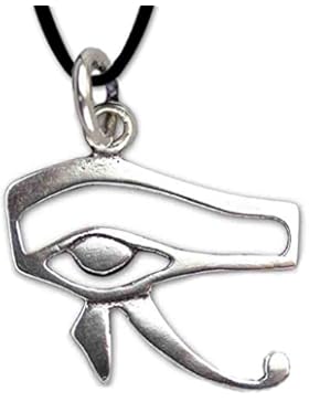Anhänger Ägyptisches Auge des Horus Horusauge Silber Schmuck mit Lederhalsband Schmucksäckchen und Karte - Schutzamulett...