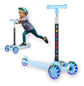 RUDRAMS Kids Scooter with 3 Flashing Led Wheels || Scooter for Kids with Adjustable Height || Kick Scooter for Kids || Skate Scooter for 2-5 Years Kids || Gift for Kids for 3 Years to 5 Years