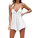 Produktbild Jumpsuit Damen Sommer Hevoiok Chiffon Sexy Beiläufig Bowknot Rückenfrei Party Strand Overall Mini Playsuit Romper Jumper Kurz Strandkleid (Weiß, L)