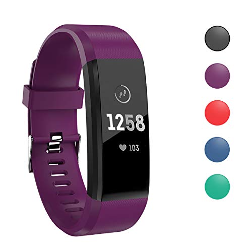 ATETION Pulsera de Actividad Inteligente, Impermeable Reloj Inteligente con Pulsómetro Podómetro Calorias Monitor de Sueño, Pulsera Actividad Smartwatch para Hombre Mujer Niños (Púrpura)