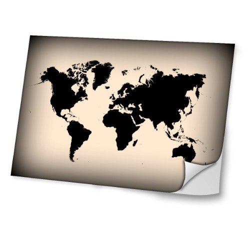 Voyage World, Welt, Skin-Aufkleber Folie Sticker Laptop Vinyl Designfolie Decal mit Ledernachbildung Laminat und Farbig Design für Laptop 10.2"