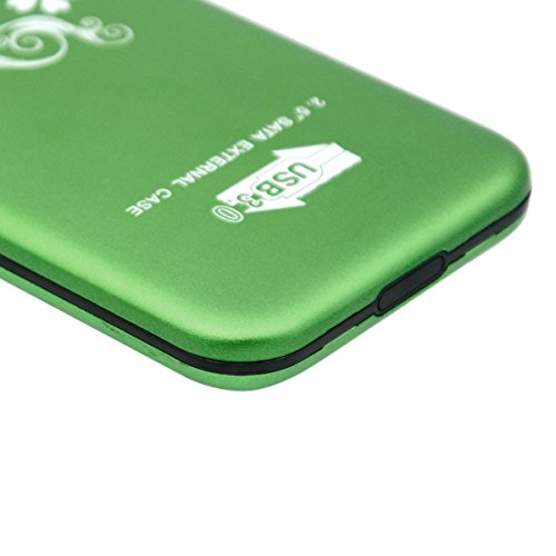 USB 3.0 2.5 Zoll SATA externe Festplatte HD Hart Laufwerk Gehäuse Schale Tasche Grün - 4