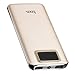 Produktbild hoco. 10000mAh Externer Akku 2-USB Ausgang Ports Ultra dünn Handy Ladegerät mit Intelligente LED-Digitalanzeige Hochkapazitive Power Bank für iPhone 6/7/7 Plus, Samsung, HUAWEI, PSP, Kamera und andere Smartphones (Gold)