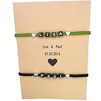 2x Armband Partnerarmband Freundschaft mit Wunschnamen Personalisiert Herz