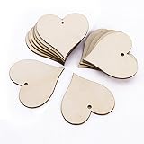 25tlg Herz Form Holz Anhänger Geschenkanhänger Namenskarte Basteln Hochzeit Party Deko Selbstgestalten - 2