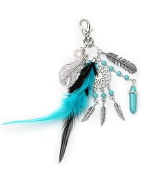 TREESTAR 1PCS Dreamcatcher Traumfänger Schlüsselanhänger Legende Türkis Schutz Menschliche Träume Engel Federn...