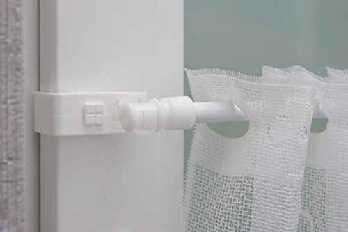Gardinenstange ausziehbar “ California “ verschiedene Größen und Farben + Klemmträger zur Aufhängung von Scheibengardinen ohne Bohren Weiß 85-130 cm - 2