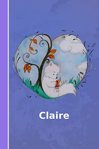 Preisvergleich Produktbild Claire: Personalisiertes Notizbuch / Fuchs mit Herz / Softcover / 120 Seiten / leer / blanko / nummeriert / Notebook / Tagebuch / Diary / Bullet Journal / Scrapbook / Geschenkidee